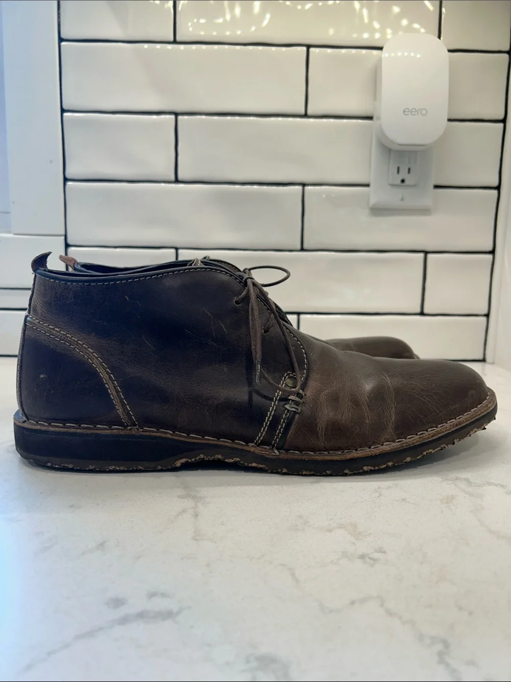 Crevo Longport Mens Size 12 Brown Leather Casual Ankle Chukka Boot Shoes